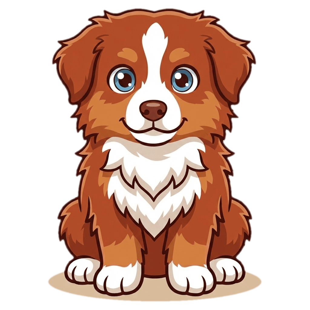 PupTrack mascot - a friendly Australian Shepherd puppy